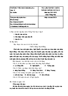 Tài liệu ôn tập số 1 môn Tiếng Việt Khối 2 - Năm học 2021-2022 - Trường Tiểu học Chánh An A (Có đáp án)