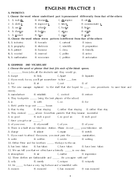 100 Đề luyện tập HSG Tiếng Anh 8