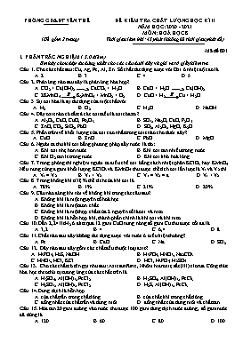 2 Đề kiểm tra chất lượng học kì II Hóa học 8 - Năm học 2020-2021 - PGD Yên Thế (Có đáp án)