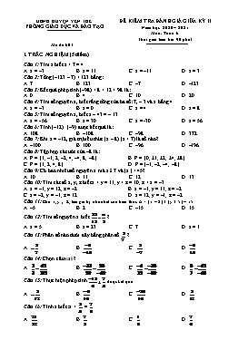 2 Đề kiểm tra đánh giá giữa học kì II Toán 6 - Năm học 2020-2021 - PGD Huyện Yên Thế (Có đáp án)