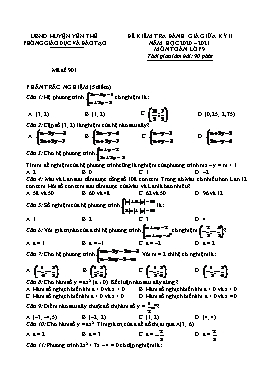 2 Đề kiểm tra đánh giá giữa học kì II Toán 9 - Năm học 2020-2021 - PGD Huyện Yên Thế (Có đáp án)