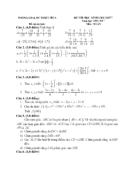 225 Đề thi HSG Toán 7 - Năm học 2016-2017 - PGD Thiệu Hóa (Có đáp án)