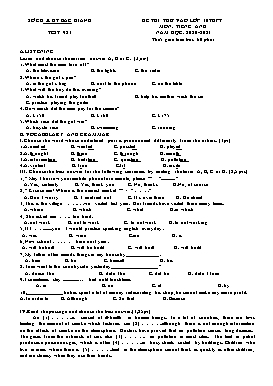 5 Đề thi thử vào lớp 10 THPT Tiếng Anh - Năm học 2020-2021 - Sở GD&ĐT Bắc Giang