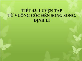 Bài giảng Toán 7 - Tiết 43: Luyện tập Từ vuông góc đến song song, định lí