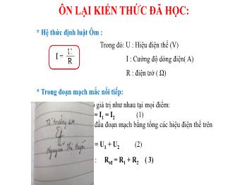 Bài giảng Vật lí 9 - Bài 10: Bài tập vận dụng định luật Ôm và công thức tính điện trở của dây dẫn