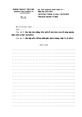 Bài thu hoạch cuối học kì I Giáo dục địa phương 8 - Đề lẻ - Năm học 2023-2024 - Trường THCS Hương Vĩ (Có đáp án)