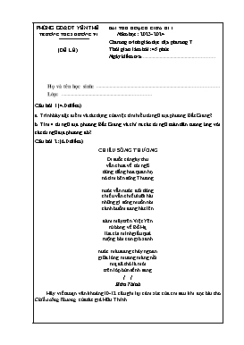 Bài thu hoạch giữa học kì I Giáo dục địa phương 7 - Đề lẻ - Năm học 2023-2024 - Trường THCS Hương Vĩ (Có đáp án)