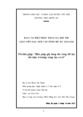 Biện pháp gây hứng thú trong tiết học Âm nhạc ở trường trung học cơ sở