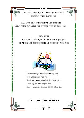 Biện pháp Khai thác, sử dụng kênh hình hiệu quả để mang lại giờ học thú vị cho môn Ngữ văn