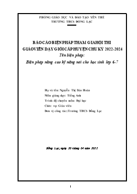 Biện pháp nâng cao kỹ năng nói cho học sinh lớp 6-7