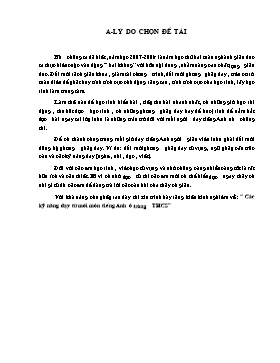 Các kĩ năng dạy từ mới môn Tiếng Anh ở trường THCS