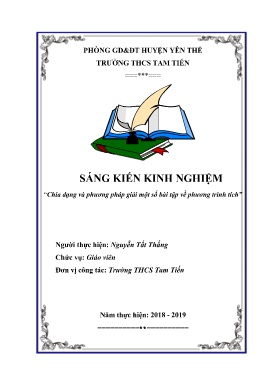 Chia dạng và phương pháp giải một số bài tập về phương trình tích