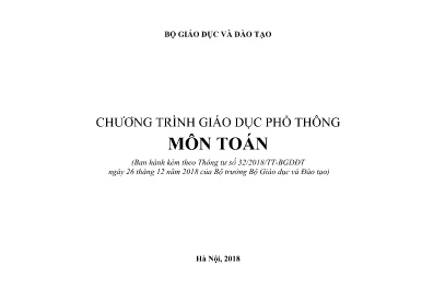 Chương trình Giáo dục phổ thông môn Toán học
