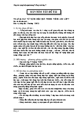 Dạy từ vựng hiệu quả trong Tiếng Anh lớp 7