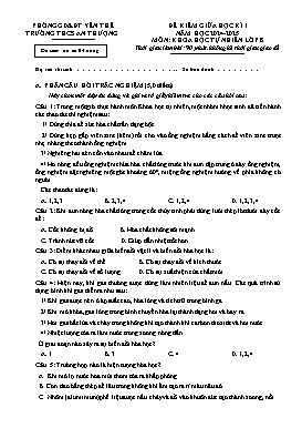 Đề kiểm giữa học kì I Khoa học tự nhiên 8 - Năm học 2024-2025 - Trường THCS An Thượng (Có đáp án)