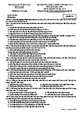Đề kiểm tra chất lượng cuối học kì II Lịch sử và Địa lí 9 - Mã đề 0494 - Năm học 2024-2025 - Sở GD&ĐT Bắc Giang (Có đáp án)