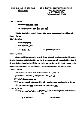Đề kiểm tra chất lượng học kì I Toán 6 - Năm học 2018-2019 - Sở GD&ĐT Bắc Giang