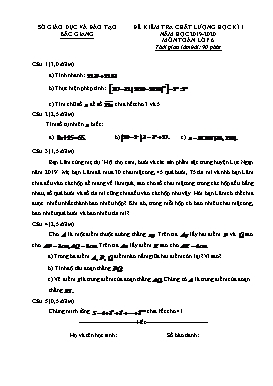Đề kiểm tra chất lượng học kì I Toán 6 - Năm học 2019-2020 - Sở GD&ĐT Bắc Giang