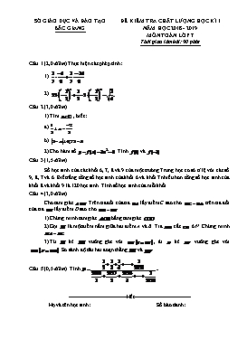 Đề kiểm tra chất lượng học kì I Toán 7 - Năm học 2018-2019 - Sở GD&ĐT Bắc Giang