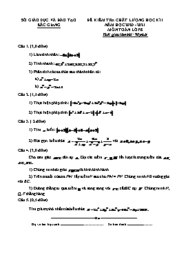 Đề kiểm tra chất lượng học kì I Toán 8 - Năm học 2020-2021 - Sở GD&ĐT Bắc Giang
