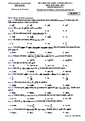 Đề kiểm tra chất lượng học kì I Toán 9 - Mã đề 901 - Năm học 2020-2021 - Sở GD&ĐT Bắc Giang