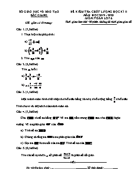 Đề kiểm tra chất lượng học kì II Toán 6 - Năm học 2019-2020 - Sở GD&ĐT Bắc Giang