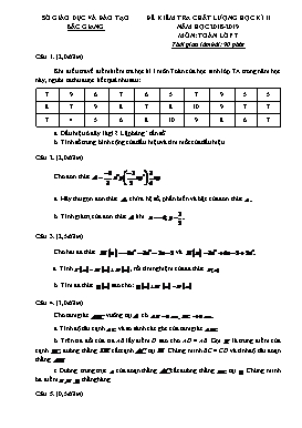 Đề kiểm tra chất lượng học kì II Toán 7 - Năm học 2018-2019 - Sở GD&ĐT Bắc Giang (Có đáp án)