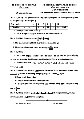 Đề kiểm tra chất lượng học kì II Toán 7 - Năm học 2019-2020 - Sở GD&ĐT Bắc Giang