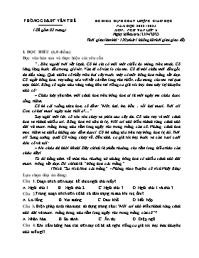 Đề kiểm tra chất lượng Ngữ văn 6 - Năm học 2022-2023 - PGD Yên Thế (Có đáp án)