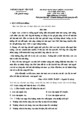 Đề kiểm tra chất lượng Ngữ văn 7 - Năm học 2022-2023 - PGD Yên Thế (Có đáp án)