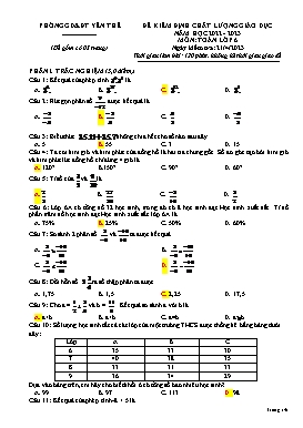 Đề kiểm tra chất lượng Toán 6 - Năm học 2022-2023 - Năm học 2022-2023 - PGD Yên Thế (Có đáp án)