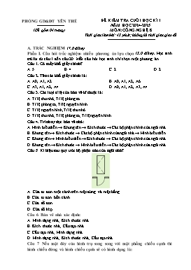 Đề kiểm tra cuối học kì I Công nghệ 8 - Năm học 2024-2025 - PGD Yên Thế (Có đáp án)