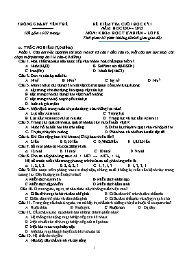 Đề kiểm tra cuối học kì I Khoa học tự nhiên 8 - Năm học 2024-2025 - PGD Yên Thế (Có đáp án)