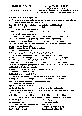 Đề kiểm tra cuối học kì I Lịch sử và Địa lí 6 - Năm học 2024-2025 - PGD Yên Thế (Có đáp án)
