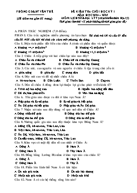 Đề kiểm tra cuối học kì I Lịch sử và Địa lí 7 - Năm học 2024-2025 - PGD Yên Thế