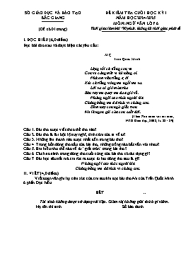 Đề kiểm tra cuối học kì I Ngữ văn 6 - Năm học 2024-2025 - Sở GD&ĐT Bắc Giang