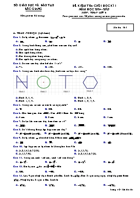 Đề kiểm tra cuối học kì I Toán 6 - Mã đề 161 - Năm học 2024-2025 - Sở GD&ĐT Bắc Giang