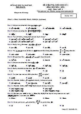 Đề kiểm tra cuối học kì I Toán 8 - Mã đề 181 - Năm học 2021-2022 - Sở GD&ĐT Bắc Giang
