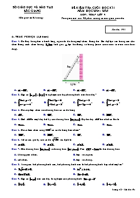 Đề kiểm tra cuối học kì I Toán 9 - Mã đề 191 - Năm học 2024-2025 - Sở GD&ĐT Bắc Giang