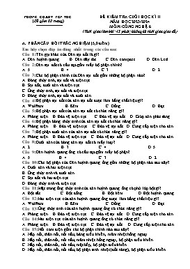 Đề kiểm tra cuối học kì II Công nghệ 6 - Năm học 2023-2024 - PGD Yên Thế (Có đáp án)