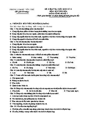 Đề kiểm tra cuối học kì II Công nghệ 7 - Năm học 2023-2024 - PGD Yên Thế (Có đáp án)