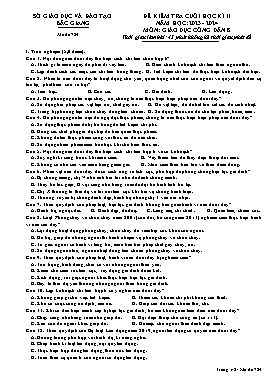 Đề kiểm tra cuối học kì II GDCD 8 - Mã đề 784 - Năm học 2023-2024 - Sở GD&ĐT Bắc Giang