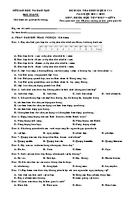 Đề kiểm tra cuối học kì II Khoa học tự nhiên 6 - Năm học 2021-2022 - Sở GD&ĐT Bắc Giang (Có đáp án)