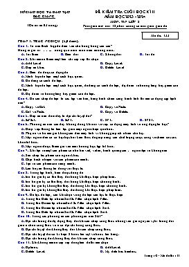 Đề kiểm tra cuối học kì II Tin học 8 - Mã đề 133 - Năm học 2023-2024 - Sở GD&ĐT Bắc Giang (Có đáp án)