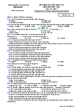 Đề kiểm tra cuối học kì II Tin học 8 - Mã đề 134 - Năm học 2023-2024 - Sở GD&ĐT Bắc Giang (Có đáp án)