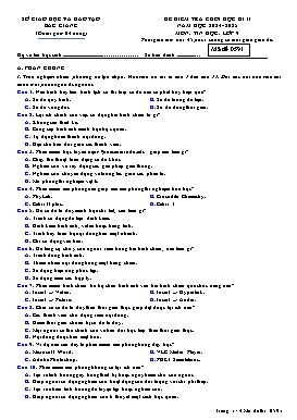 Đề kiểm tra cuối học kì II Tin học 9 - Mã đề 0591 - Năm học 2024-2025 - Sở GD&ĐT Bắc Giang (Có đáp án)