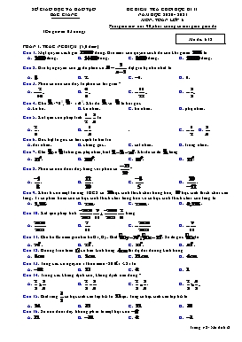 Đề kiểm tra cuối học kì II Toán 6 - Mã đề 612 - Năm học 2020-2021 - Sở GD&ĐT Bắc Giang (Có đáp án)
