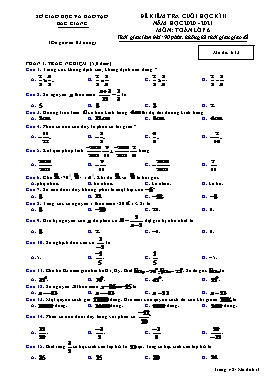 Đề kiểm tra cuối học kì II Toán 6 - Mã đề 613 - Năm học 2020-2021 - Sở GD&ĐT Bắc Giang (Có đáp án)