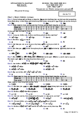 Đề kiểm tra cuối học kì II Toán 7 - Mã đề 711 - Năm học 2020-2021 - Sở GD&ĐT Bắc Giang (Có đáp án)