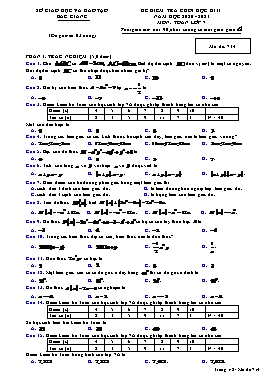 Đề kiểm tra cuối học kì II Toán 7 - Mã đề 714 - Năm học 2020-2021 - Sở GD&ĐT Bắc Giang (Có đáp án)